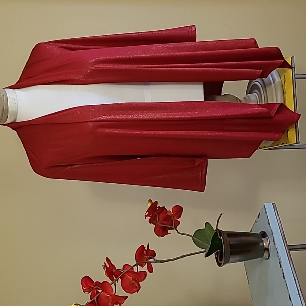 NEW Red Sparkle Jacket Praise Hymn Fashions Foil Knit 3/4 Slv Draping Pointed Md